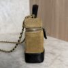 Chanel Suede Calfskin Shiny Lambskin Stitched Top Handle Slim Vanity Case With Chain Beige Black