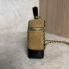 Chanel Suede Calfskin Shiny Lambskin Stitched Top Handle Slim Vanity Case With Chain Beige Black