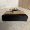 Chanel Suede Calfskin Shiny Lambskin Stitched Top Handle Slim Vanity Case With Chain Beige Black
