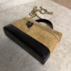 Chanel Suede Calfskin Shiny Lambskin Stitched Top Handle Slim Vanity Case With Chain Beige Black