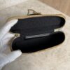 Chanel Suede Calfskin Shiny Lambskin Stitched Top Handle Slim Vanity Case With Chain Beige Black