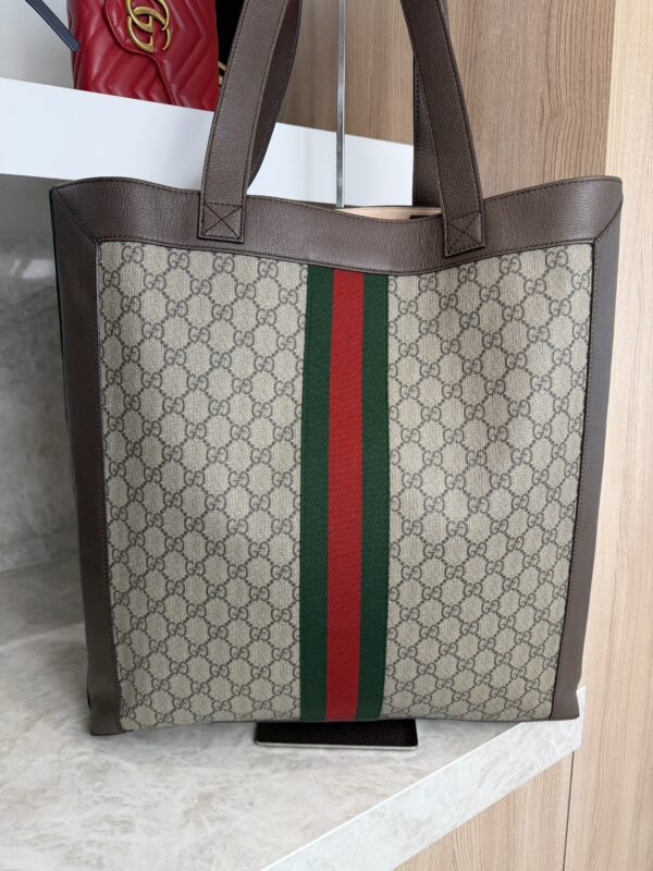 Gucci Ophidia Soft GG Supreme Large Tote Brown