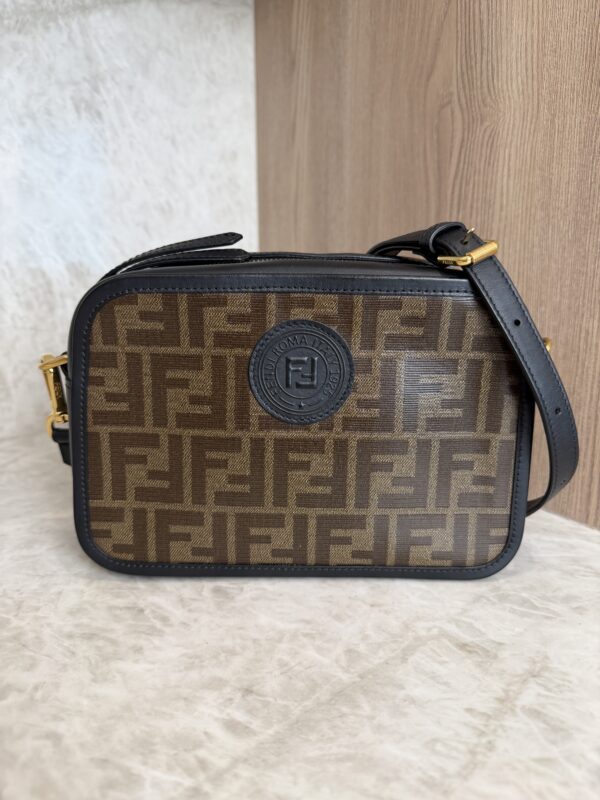 Fendi Black/Brown Coated Canvas And Leather Mini Camera Case Shoulder Bag