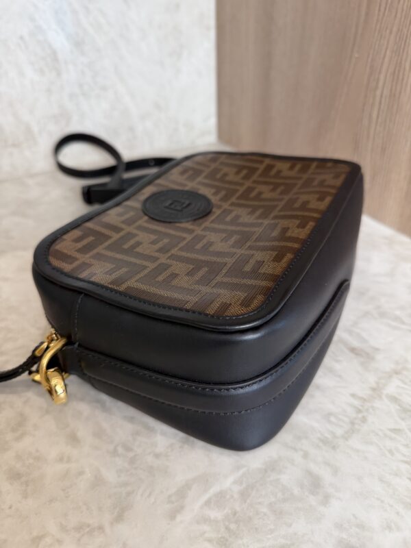 Fendi Black/Brown Coated Canvas And Leather Mini Camera Case Shoulder Bag