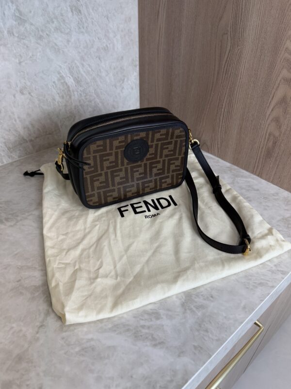 Fendi Black/Brown Coated Canvas And Leather Mini Camera Case Shoulder Bag