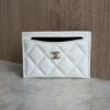 Chanel Caviar Quilted Card Holder White Gold Hardware