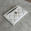 Chanel Caviar Quilted Card Holder White Gold Hardware