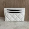 Chanel Caviar Quilted Card Holder White Gold Hardware