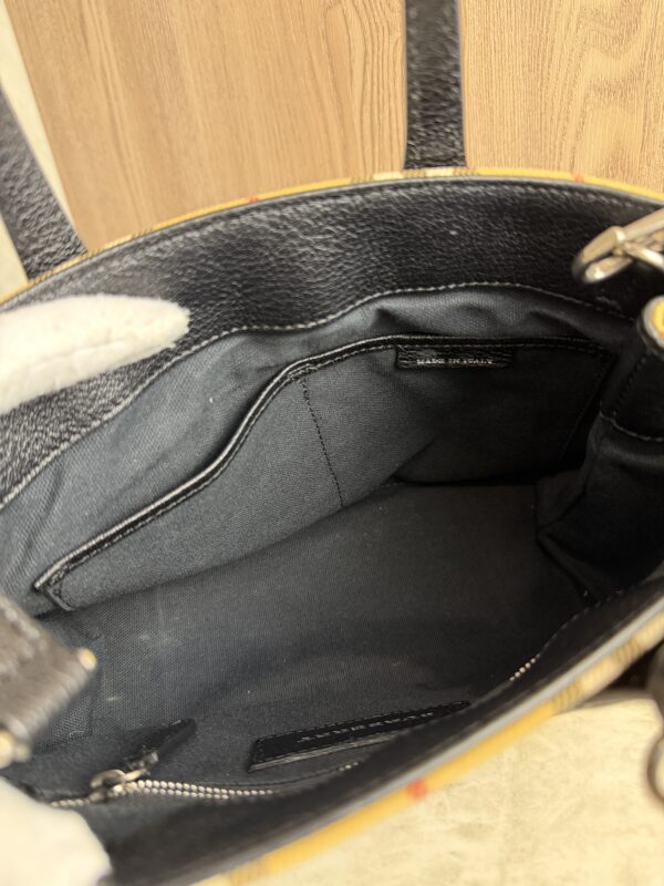 Burberry Goatskin Vintage Check Small Banner Tote Black