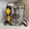 Gucci GG Supreme Monogram Neo Vintage Drawstring Bucket Backpack Beige New Acero Crop