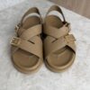Fendi Black Leather Dad Sandals Size 38 Tan