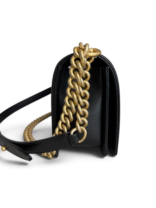 Chanel Boy Flap Bag Quilted Caviar Old Medium Gold Hardware