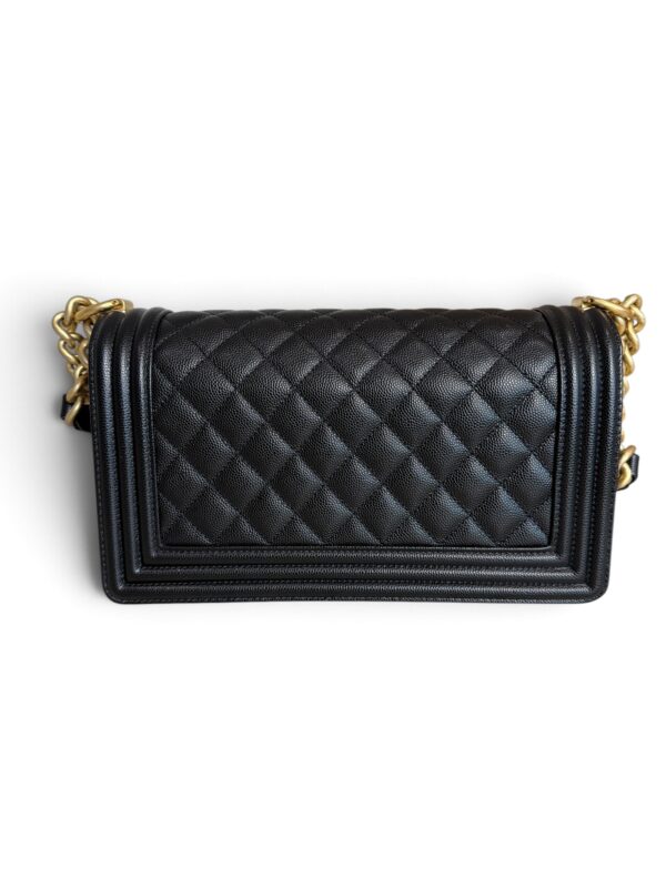 Chanel Boy Flap Bag Quilted Caviar Old Medium Gold Hardware
