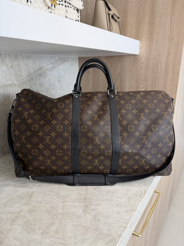 Louis Vuitton Keepall Bandouliere Bag Macassar Monogram Canvas 55