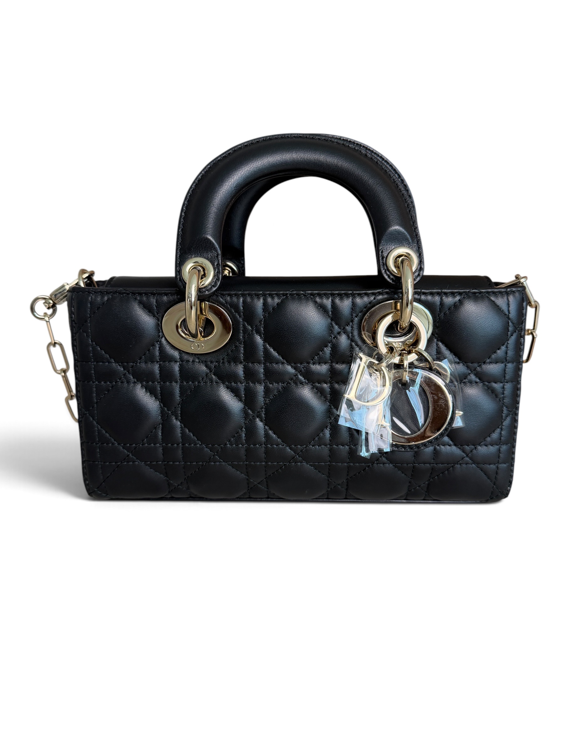 Christian Dior Lambskin Cannage Small Lady D-Joy Black Gold Hardware