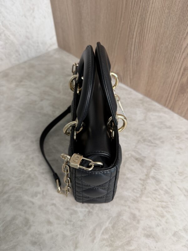 Christian Dior Lambskin Cannage Small Lady D-Joy Black Gold Hardware
