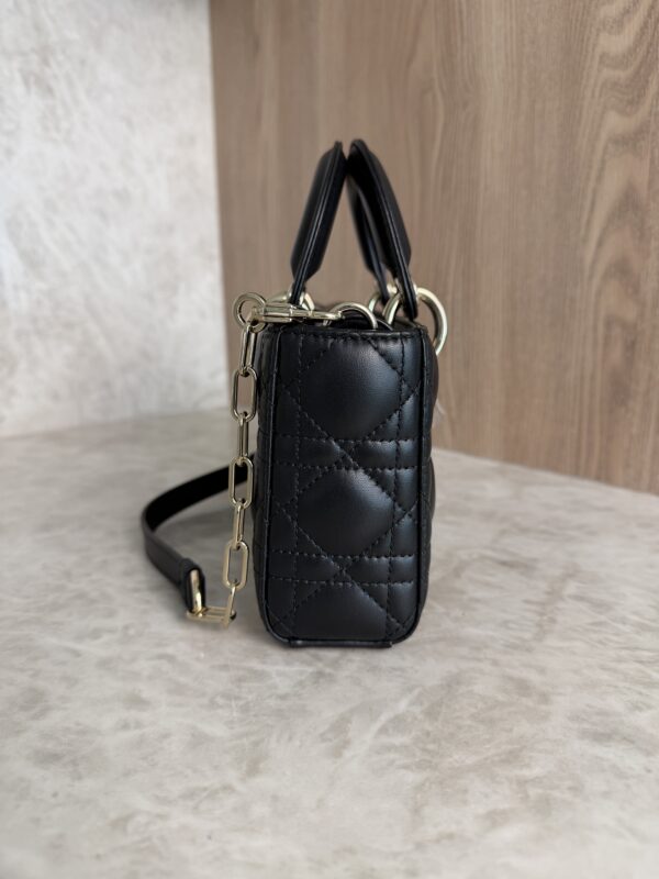 Christian Dior Lambskin Cannage Small Lady D-Joy Black Gold Hardware