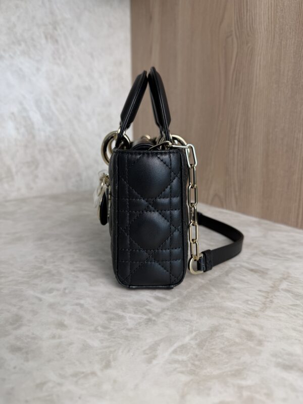 Christian Dior Lambskin Cannage Small Lady D-Joy Black Gold Hardware