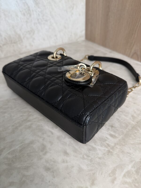 Christian Dior Lambskin Cannage Small Lady D-Joy Black Gold Hardware