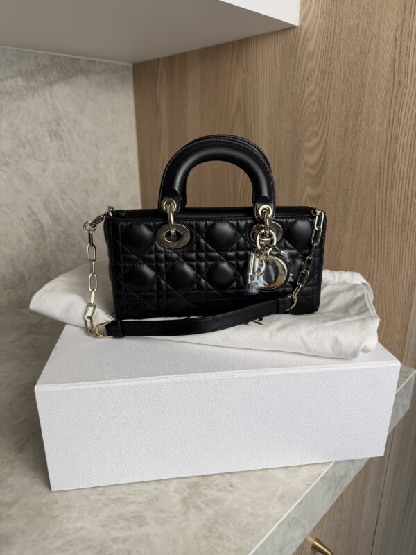 Christian Dior Lambskin Cannage Small Lady D-Joy Black Gold Hardware