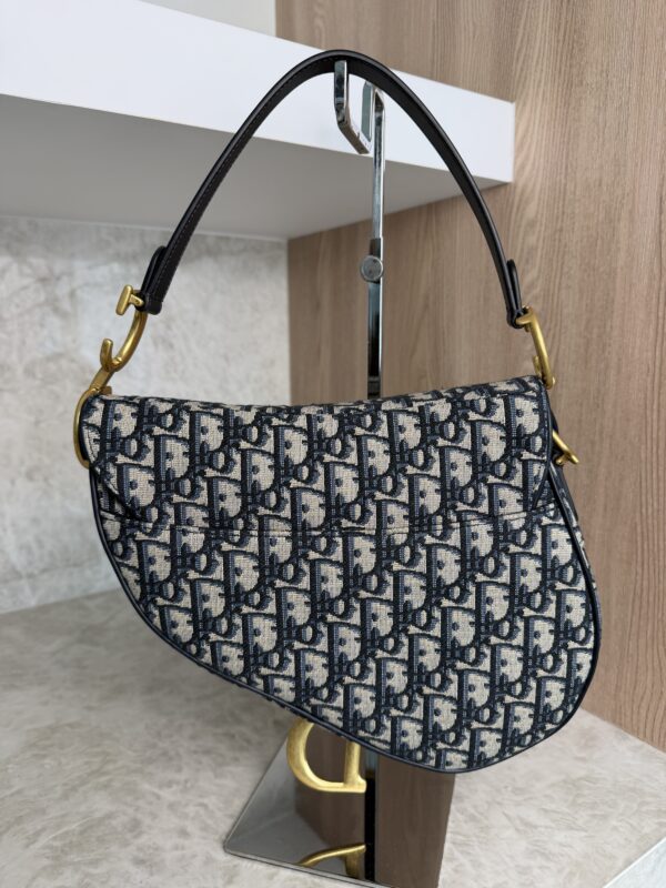 Christian Dior Saddle Handbag with Strap Oblique Canvas Medium