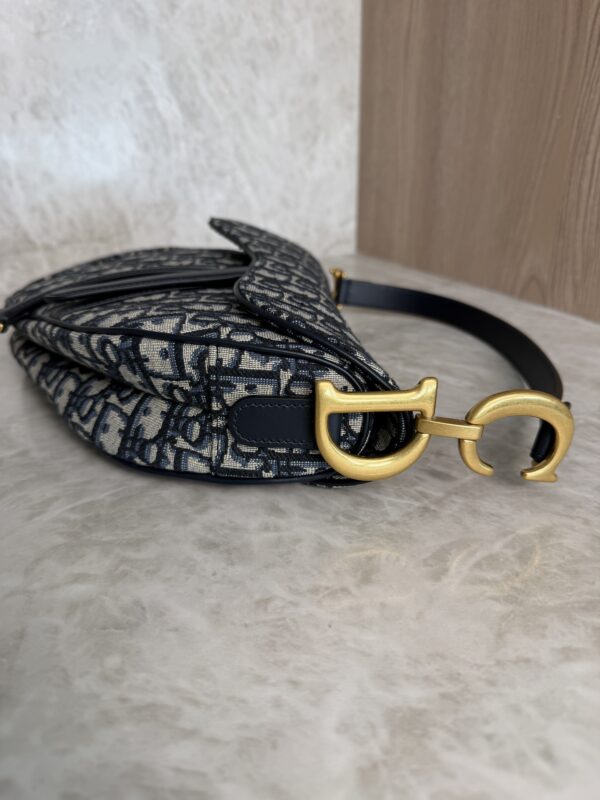Christian Dior Saddle Handbag with Strap Oblique Canvas Medium