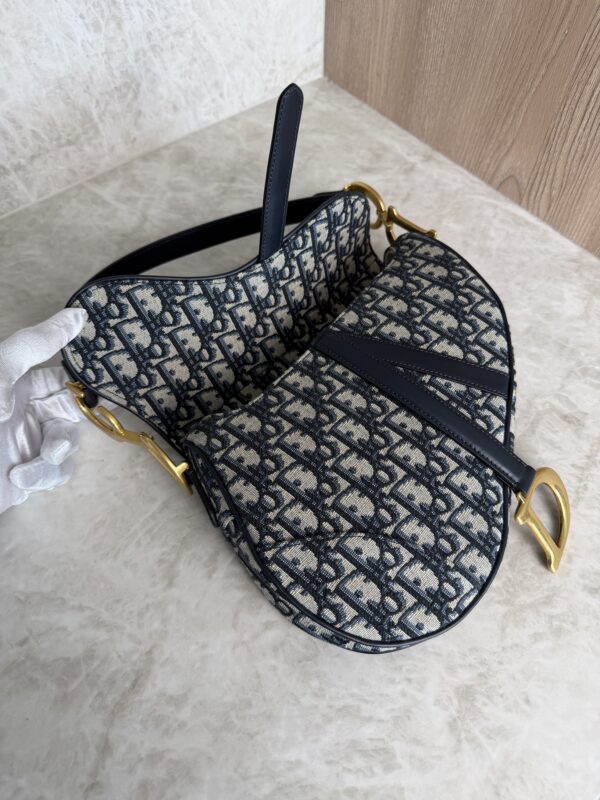 Christian Dior Saddle Handbag with Strap Oblique Canvas Medium