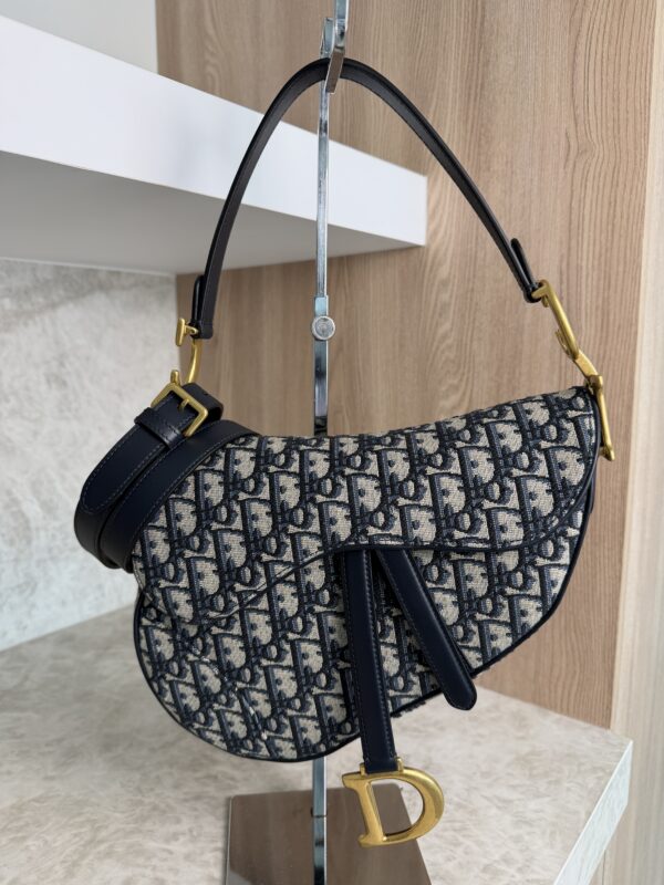 Christian Dior Saddle Handbag with Strap Oblique Canvas Medium