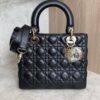 Christian Dior Lady Dior Bag Cannage Quilt Lambskin Medium Black and Gold Hardware