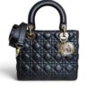 Christian Dior Lady Dior Bag Cannage Quilt Lambskin Medium Black and Gold Hardware