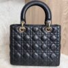 Christian Dior Lady Dior Bag Cannage Quilt Lambskin Medium Black and Gold Hardware