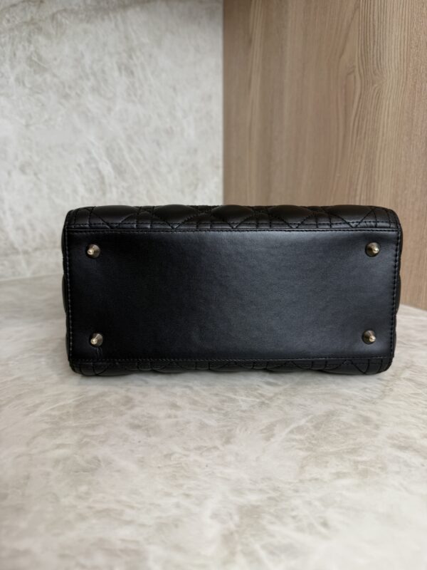 Christian Dior Lady Dior Bag Cannage Quilt Lambskin Medium Black and Gold Hardware