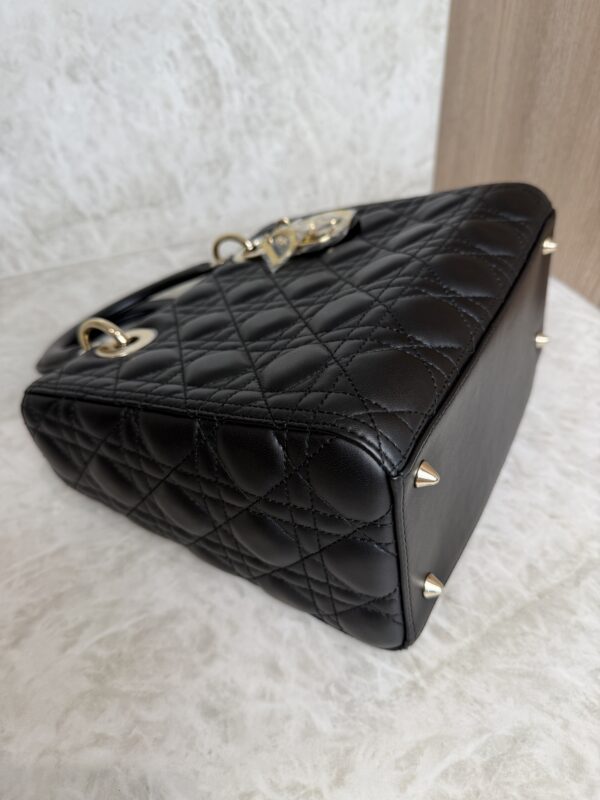 Christian Dior Lady Dior Bag Cannage Quilt Lambskin Medium Black and Gold Hardware