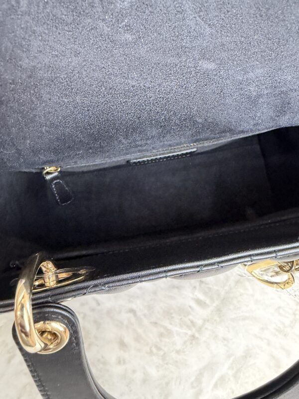 Christian Dior Lady Dior Bag Cannage Quilt Lambskin Medium Black and Gold Hardware