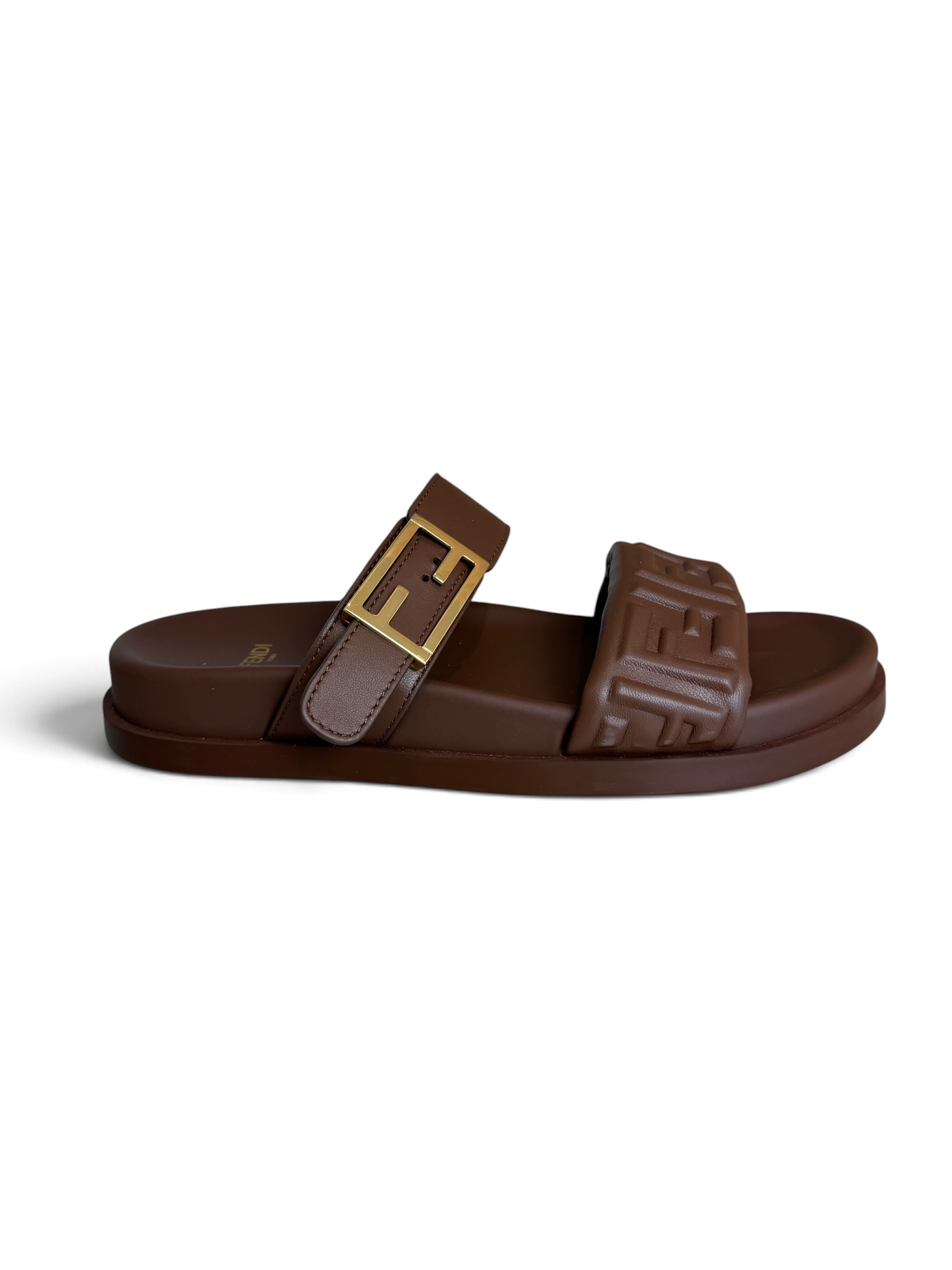 Fendi Feel FF Double Band Sandal Brown 38.5