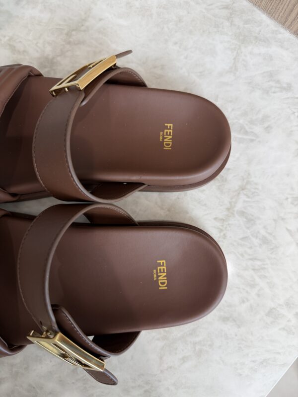 Fendi Feel FF Double Band Sandal Brown 38.5