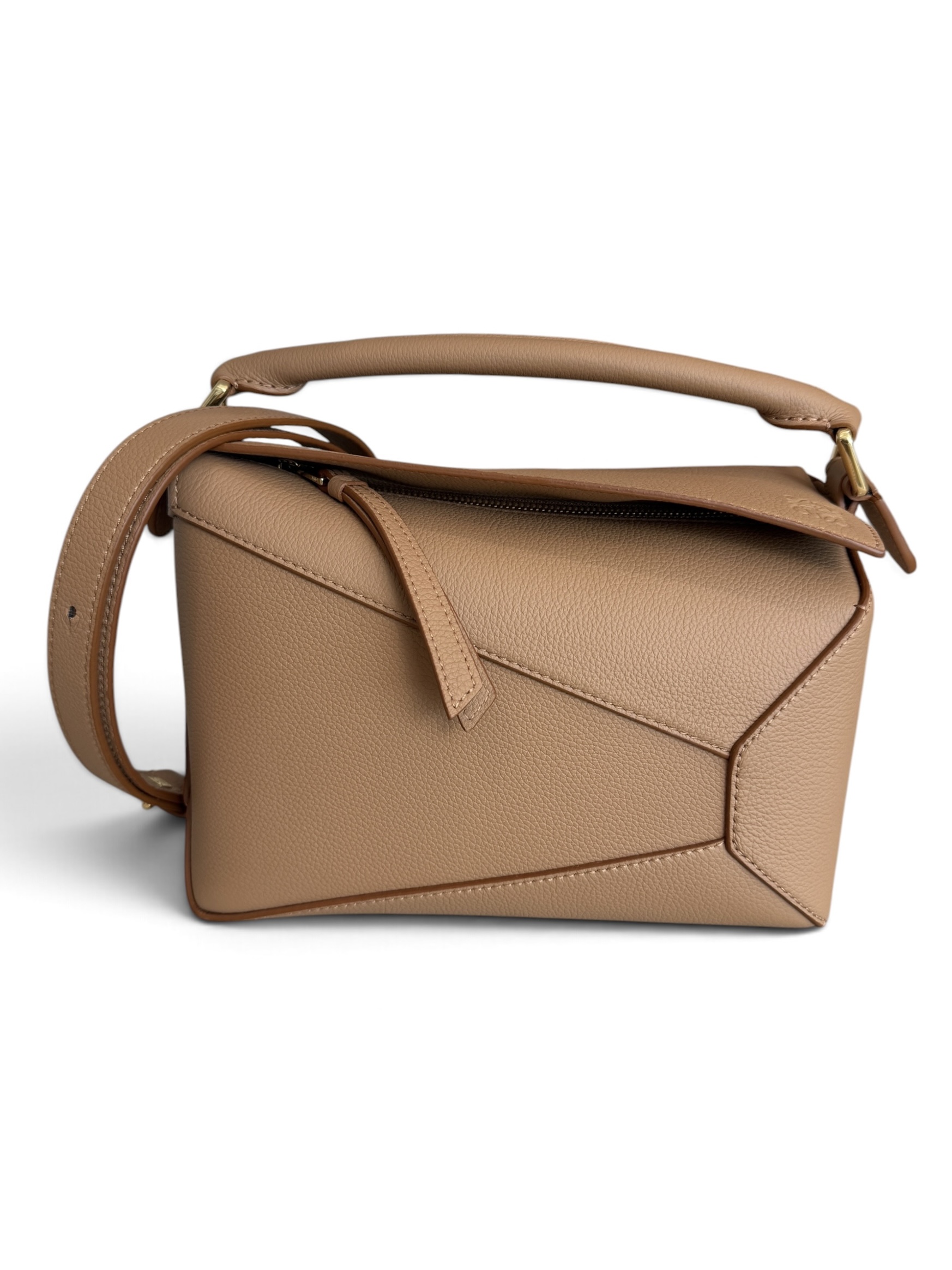 Loewe Small Puzzle Edge Bag in Soft Grained Calfskin Toffee