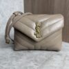 Saint Laurent (YSL) Calfskin Y Quilted Monogram Toy Loulou Satchel Beige and Gold hardware