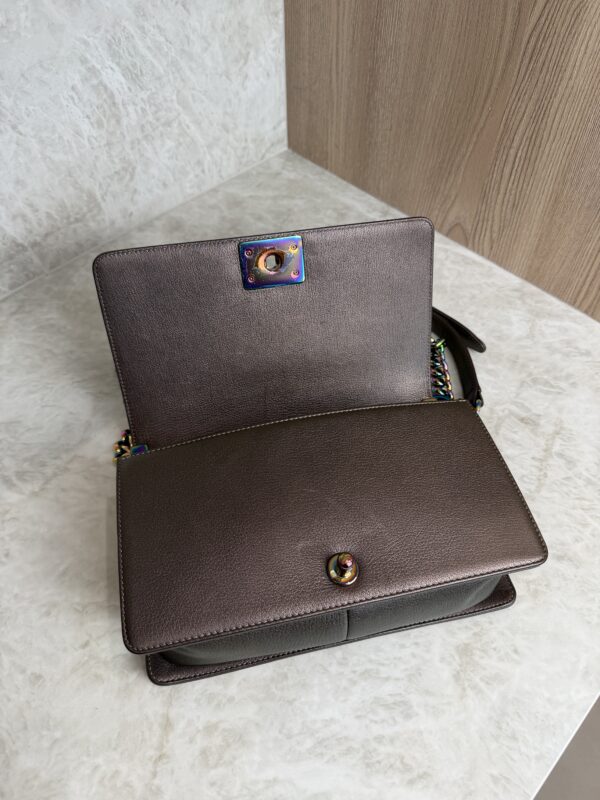 Chanel Boy Flap Bag Quilted Iridescent Goatskin Old Medium