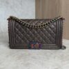 Chanel Boy Flap Bag Quilted Iridescent Goatskin Old Medium