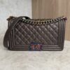 Chanel Boy Flap Bag Quilted Iridescent Goatskin Old Medium