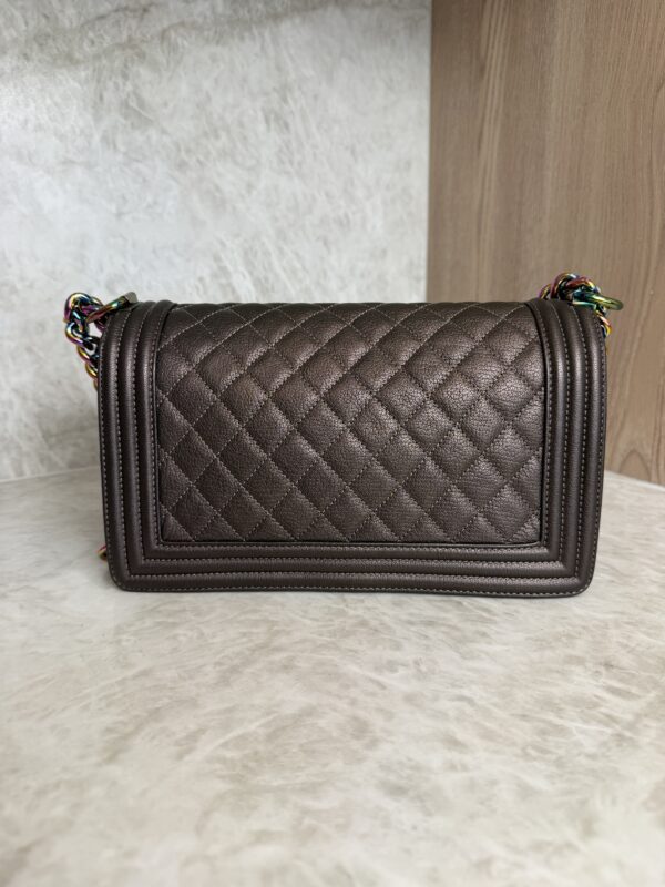 Chanel Boy Flap Bag Quilted Iridescent Goatskin Old Medium