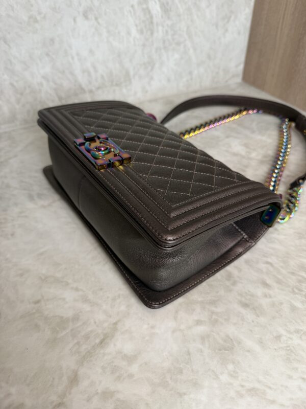 Chanel Boy Flap Bag Quilted Iridescent Goatskin Old Medium