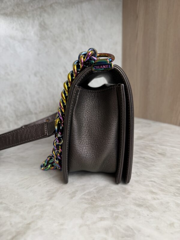 Chanel Boy Flap Bag Quilted Iridescent Goatskin Old Medium