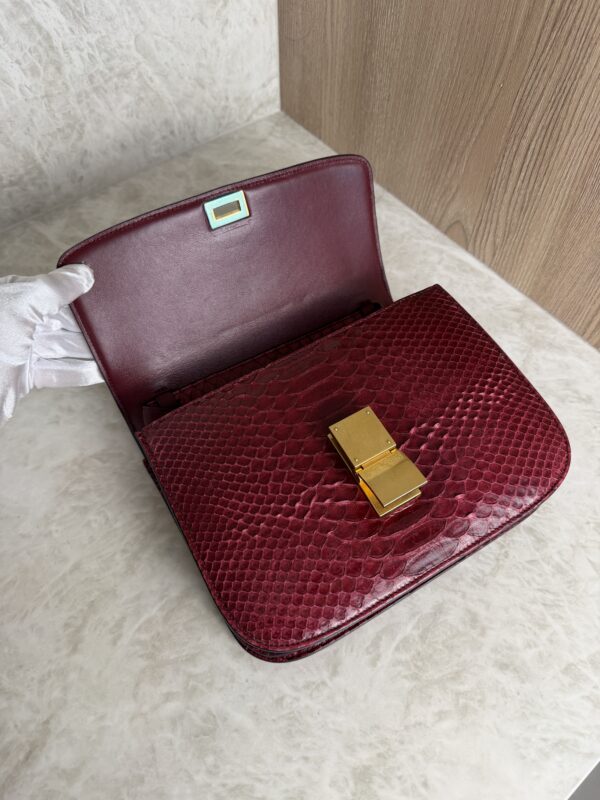 Celine Red/Black Python Medium Classic Box Shoulder Bag