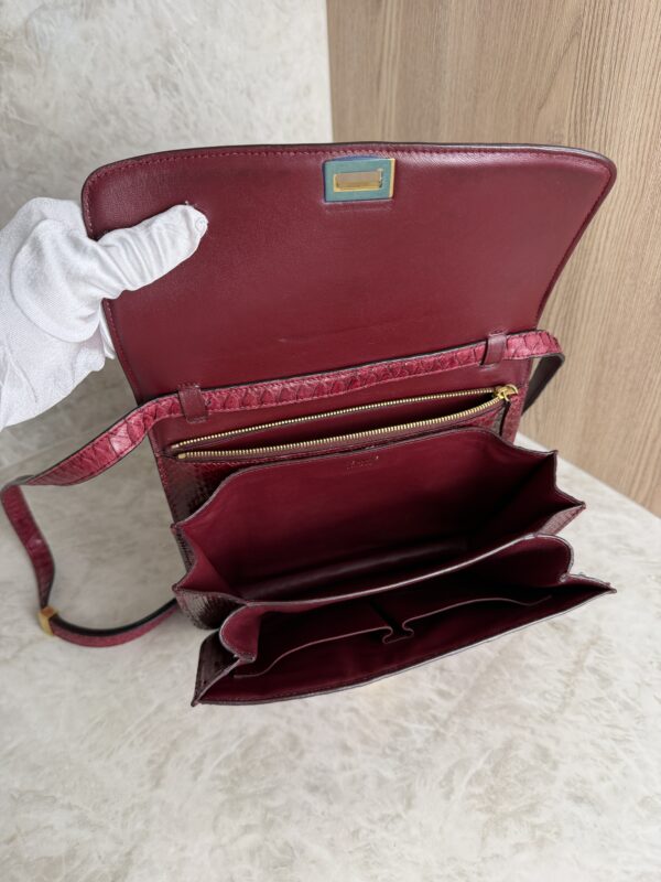 Celine Red/Black Python Medium Classic Box Shoulder Bag