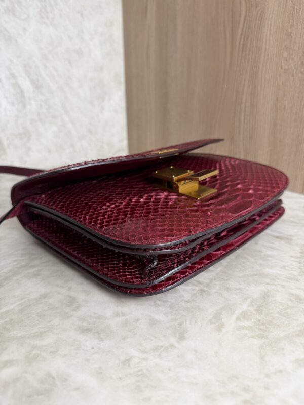 Celine Red/Black Python Medium Classic Box Shoulder Bag