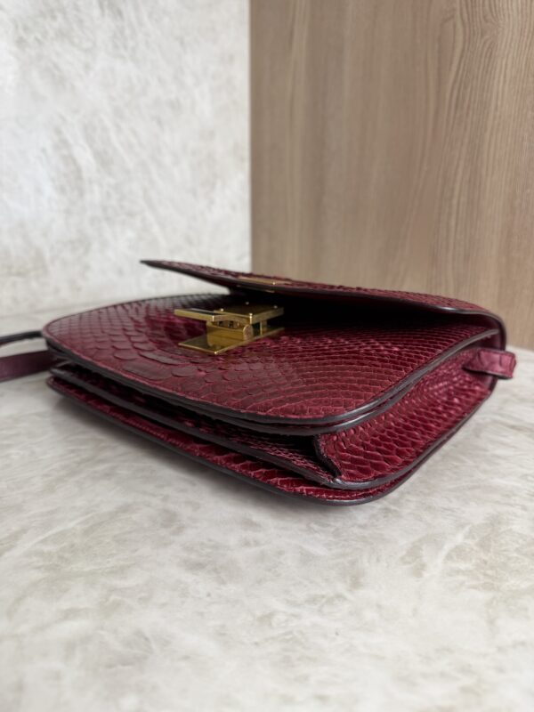 Celine Red/Black Python Medium Classic Box Shoulder Bag