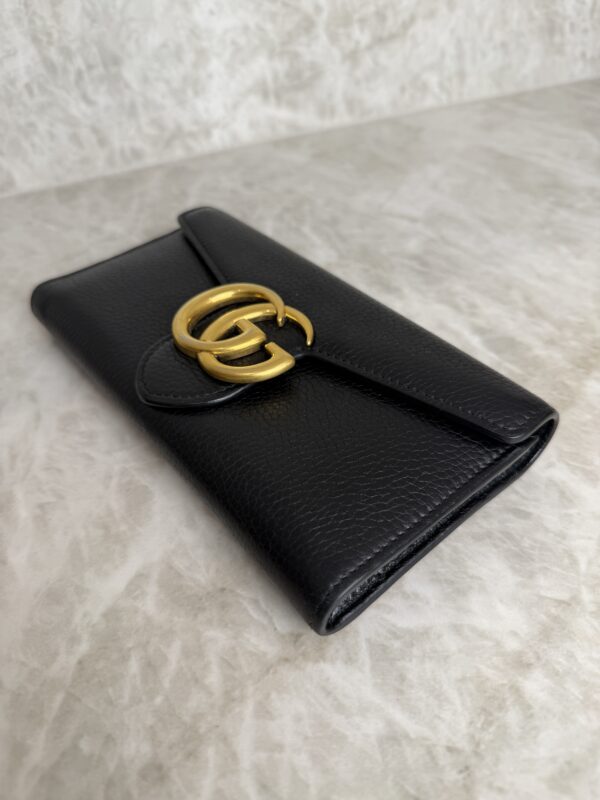 Gucci Textured Calfskin Torchon GG Broadway Envelope Clutch Black
