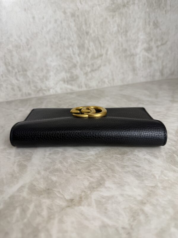 Gucci Textured Calfskin Torchon GG Broadway Envelope Clutch Black